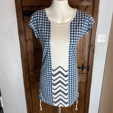 Uniqlo X Cocca Japan Womens Blue Short Sleeve Gingham T-Shirt Dress Size Small