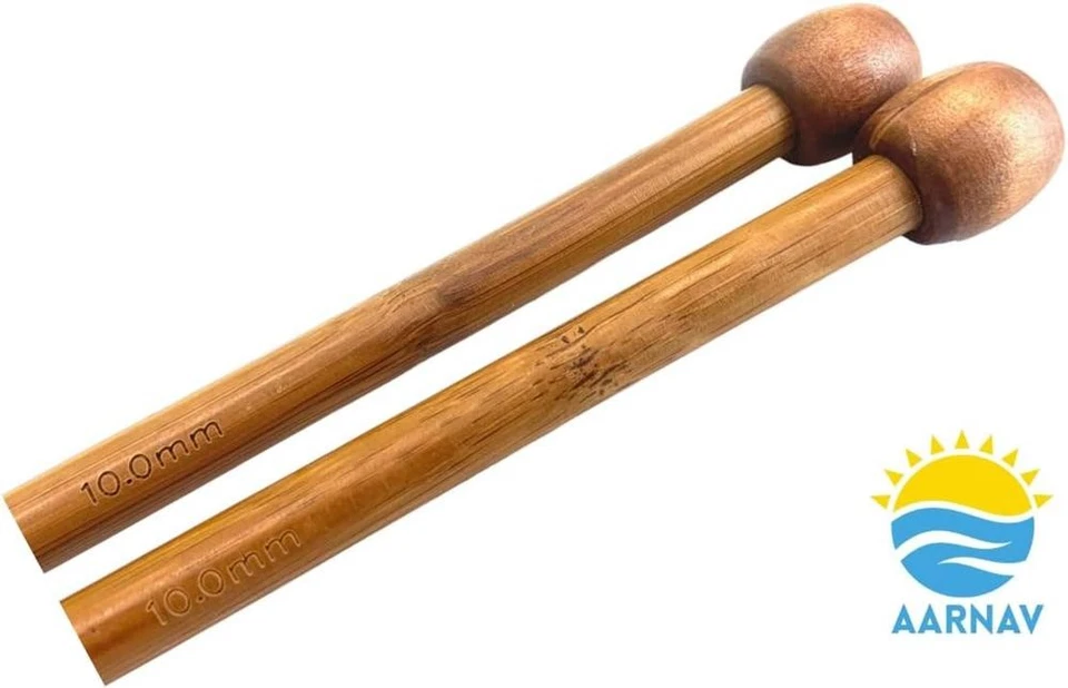 2x35cm 10mm Bamboo Knitting Needles Single Pointed Long Wooden Needles - image 3 of 4