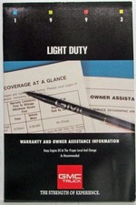 1993 Gmc Truck And Chassis 1500-3500 Warranty And Owner Assistance Information