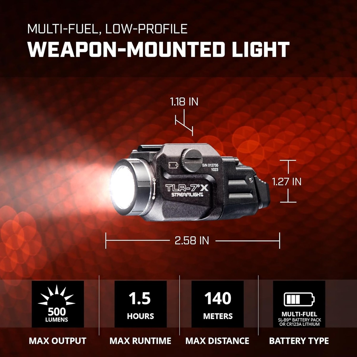 Streamlight 69424 TLR-7 X 500-Lumen Compact Tactical Weapon One