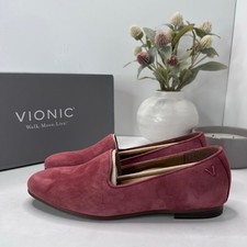 New Vionic Willa Slip On Comfort Loafer Shoes Pink Suede Leather Women's 6M NWB