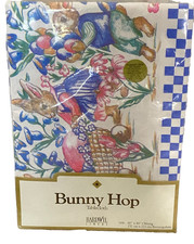 EASTER Bunny Hop TABLECLOTH 60" x 84" Oblong Cloth by BARDWILL LINENS  New