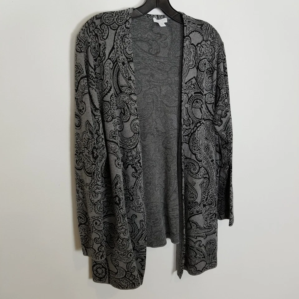 J. Jill Paisley Cardigan Sweater Women Sz XL Petite Open Front Stretch Casual - Image 4 of 4