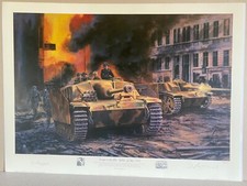 Image of defence Berlin  military Art Print German tank Ace signed  Norbert Kujacinski 