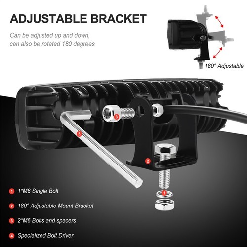 4x 6Inch LED Work Light Bar Spot Fog Lamp Yellow Driving Offroad Truck SUV ATV - Foto 10 di 12