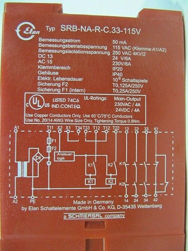Schmersal Not-Aus Sicherheitsrelais SRB-NA-R-C.33-115V - Bild 3 von 5