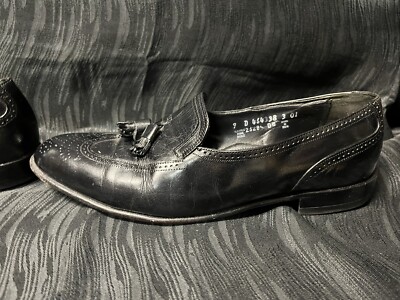 VTG FLORSHEIM Royal Imperial Black Leather Loafers 9D Tassel 