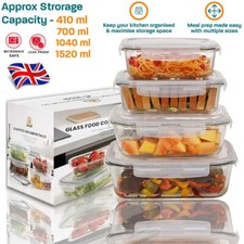 Glass Vent Food Containers Storage With Lids - Air tight Microwave Freezer Safe