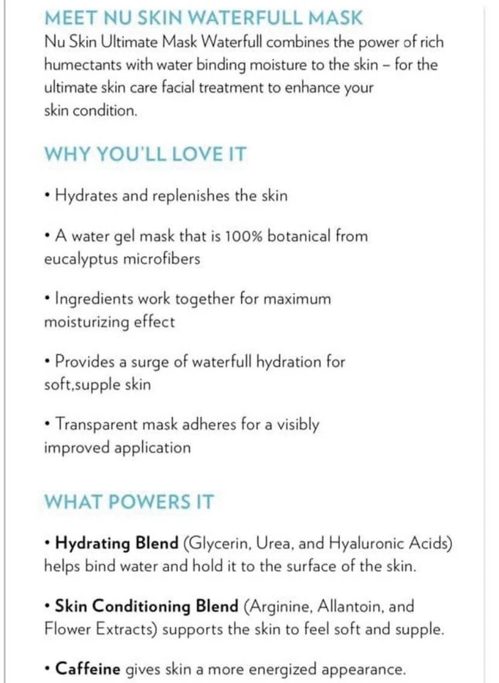 Nu Skin Ultimate Waterfull Mask (8 Sheets) - Image 3 of 4