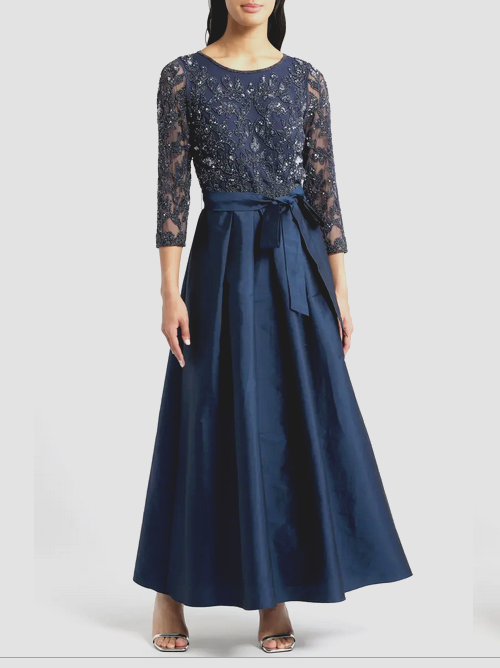 pisarro evening dresses Nights Sequin Tie Waist Taffeta Gown Dress Sz 8 NEW $268 navy *1442 Beaded mesh gown Product Details plus size party dress Gowns Twinkling beads highlight Größe:Größe 6