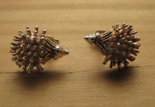 Hedgehog pair of silver stud earrings animal jewellery - over 25 years old