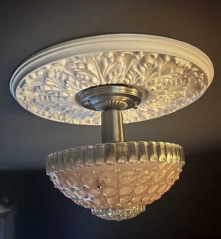 Luminária de teto antiga art déco sombra anos 1930–40 - Imagem 3 de 4