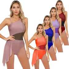 Women Modern Contemporary Dance Leotard Color Block Bodysuit Lyrical Dancewear