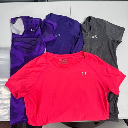 Under Armour Top Womens M LOT of 4 Pink Purple Workout Gym Heat Gear Athletic