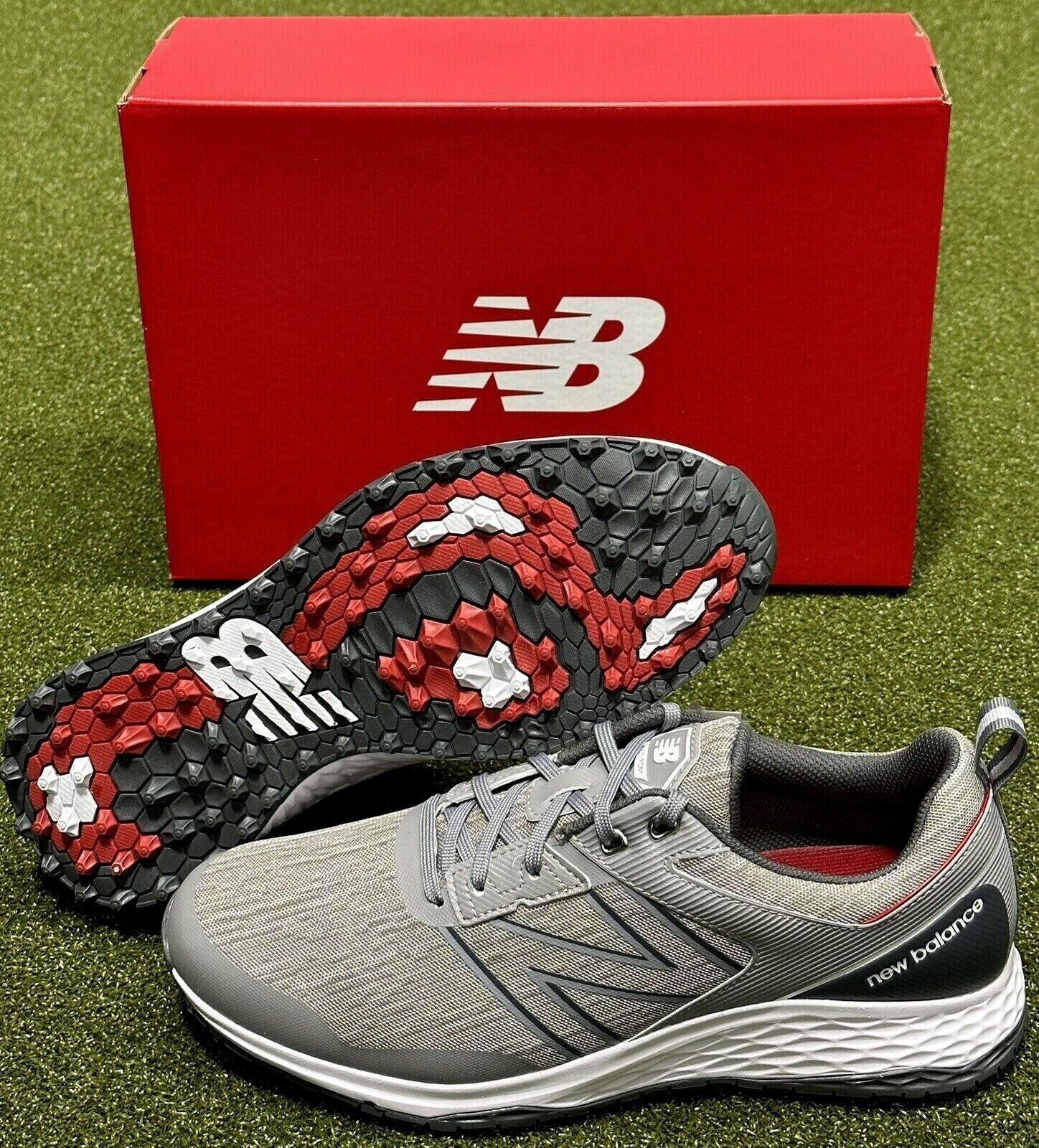 New Balance FreshFoam Contend Spikeless Golf Shoes Grey/Red Size 8 Medium #88686