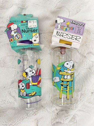 Set/2 New VTG Peanuts Snoopy Nurser Bottle Danara Baby Nursery Infant Feeding