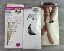 Lot of 6 pairs Various Jc Pennys Womens Average Knee-High Nylons see description