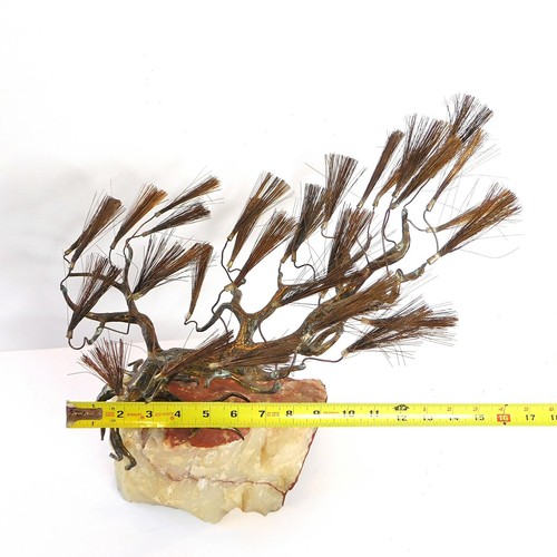 Curtis Jere Brutalist Cypress Tree Sculpture Quartz Base Mid Century Modern 17" - Picture 8 of 12