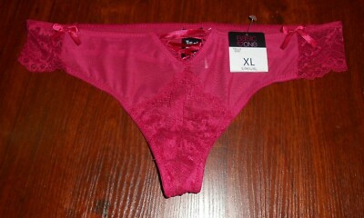 String Résille Dentelle Rose Foncé - Taille XL (44/46) - 90% Polyester 10% élasthanne - Neuf Avec étiquettes