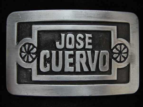 OA09150 VINTAGE 1977 **JOSE CUERVO** TEQUILA 80 PROOF BOOZE PEWTER BELT BUCKLE