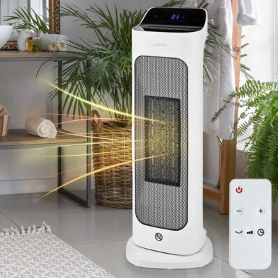 NEDIS Keramik Heizlüfter Fernbedienung Heizgerät elektrisch Turm Heizer 2 Heizstufen