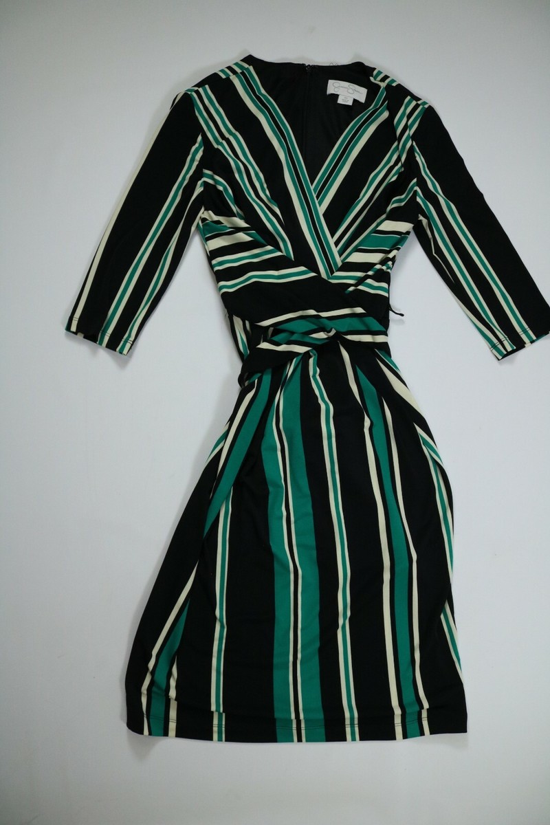 Women's Jessica Simpson Green Black 3/4 Sleeve Dress XS EUC