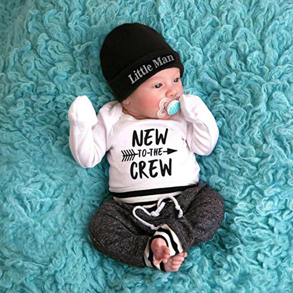 Newborn Baby Boys Outfit Set Clothes Long Sleeve Romper Tops Long