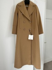 's Max Mara Double-breasted Virgin Wool Camel Coat Half-belt Size It34 Uk2
