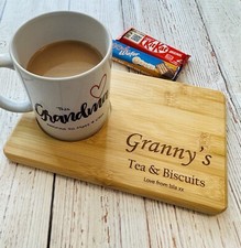 Personalised Bamboo Wood Tea & Biscuit Board, Coffee & Cake Board