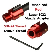Anodized Red 5/8  x24 5/8-24 Ruger 10 22 1022 10/22 TPI Muzzle Accessory Adapter