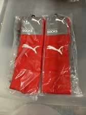Calcetín de fútbol/fútbol Puma, rojo/blanco. Puma Talla 3. Lote de 2 pares de calcetines US 7-9