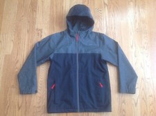 Boys NORTH FACE Rain Jacket w/ Hood Size LG 14-16 Black  Gray w/ Red VGC