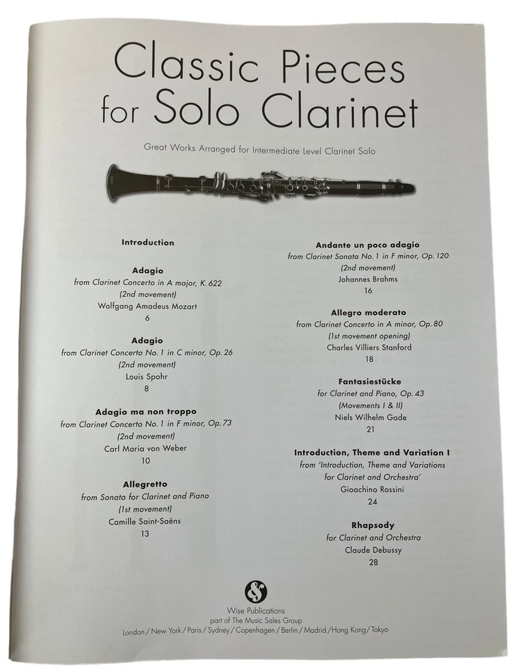 Music Book Classic Pieces Solo Clarinet 9 Great Works Classical Intermediate - Image 3 of 4