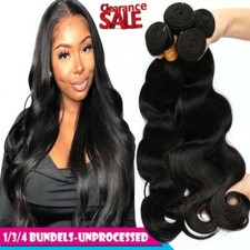 8A 1-4bundles Virgin Human Hair Extensions Brazilian Weaving Weft Straight/Wavy