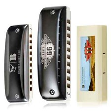 KONGSHENG Route 66 10-Hole Diatonic Harmonica Black Cover