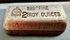 Rare! Vintage Omega M&B Mining 2 Troy oz .999 Fine Silver Poured Bar