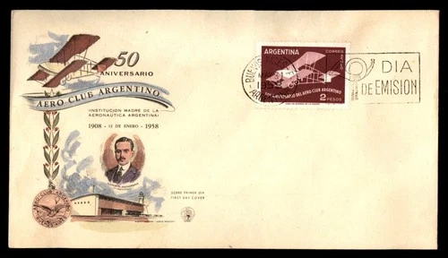 Mayfairstamps Argentina FDC 1958 Airplane Aero Club Aaron de Anchorena First Day