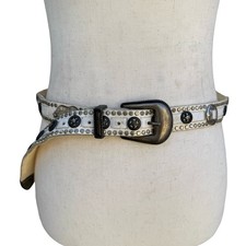Lily Farouche Munich Vintage White Leather Studded Star Concho Belt West Germany