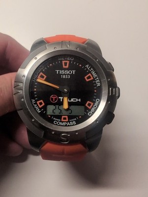 Tissot T-Touch Men's Black & Orange Face Watch, Orange Band 41 mm  - Z252/352