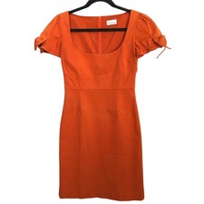 Red Valentino Women's Orange Linen Blend Puff Sleeve Mini Dress IT 40 (US 4-6)