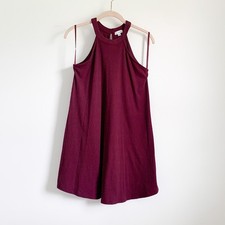 Love Fire Ribbed Halter Mini Dress Y2K Burgundy sz Small Petite