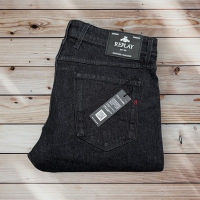 Replay Jeans 11,5 Oz White Weft Black Comfort Denim Leg Anbass Slim Fit 34 32