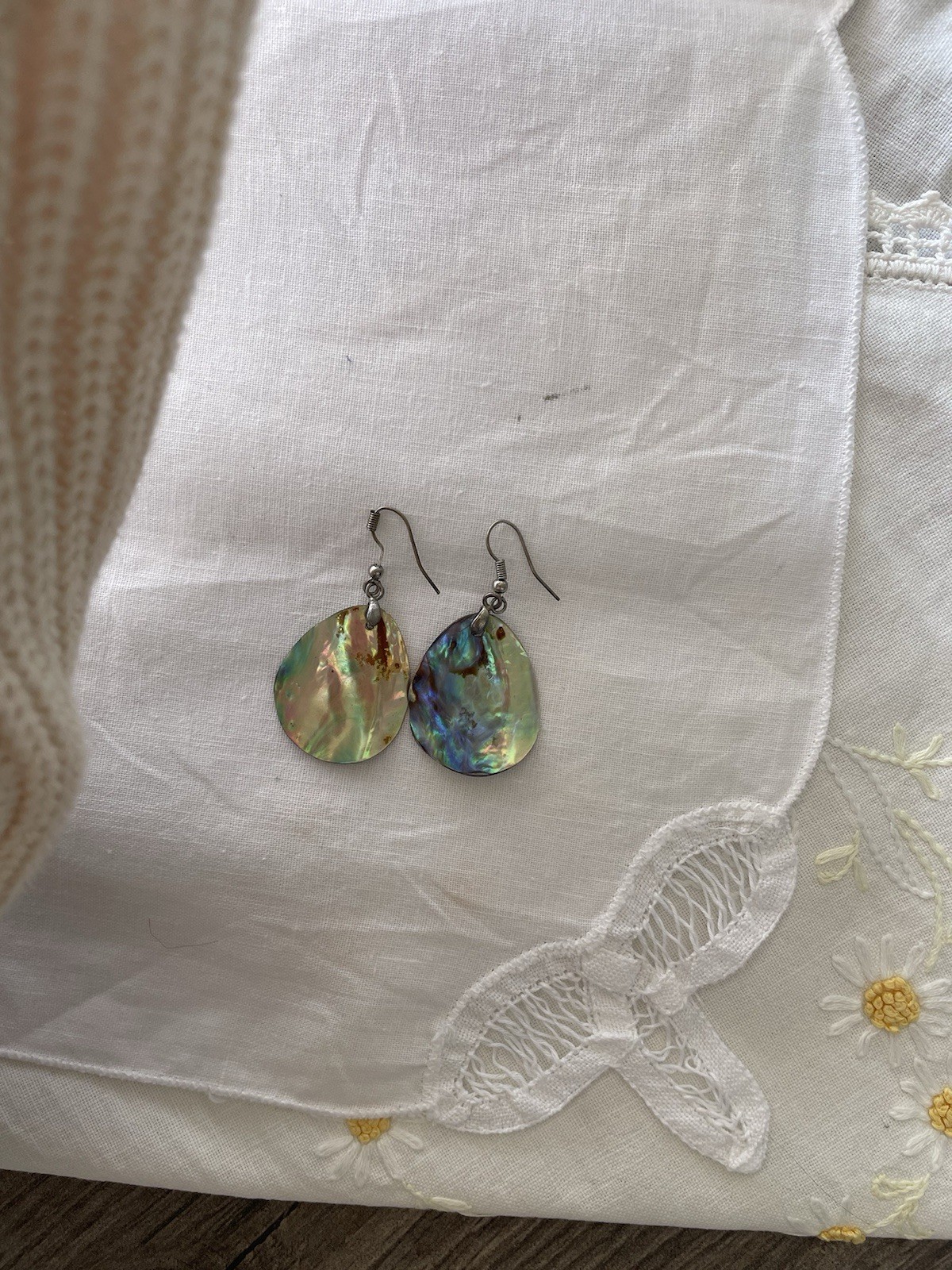 Sterling Silver Abalone Shell Dangle Earrings, Fl… - image 8