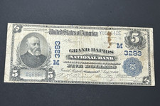 1902 $5 National Currency **Grand Rapids, Michigan** Note US Bill LOW Shipping!!
