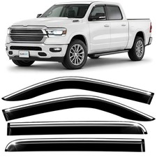 Sun Rain Visors Wind Rain Guards for 2019-2027 Dodge Ram 1500 Crew Cab Chrome