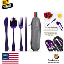 Travel Utensils with Case, Portable Silverware Set for Work, Stainless Steel