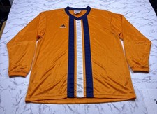 Rare VTG ADIDAS Spell Out Trefoil Striped Long Sleeve Sz M Soccer Jersey 90s