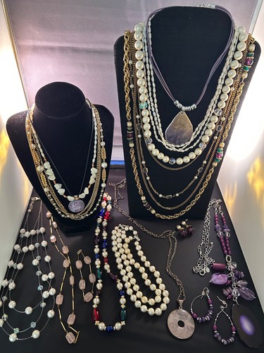 Vintage To Modern Costume Jewelry Lot 100% Wearable Or Resell Necklaces + J28