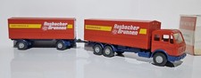 Wiking H0 1:87 LKW MERCEDES LASTZUG PLANE/PRITSCHE WERBEMODELL "ROSBACHER BRUNNE