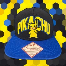 Pikachu Hat Cap Pokemon 2016 Black Blue Snapback Adjustable Nintendo